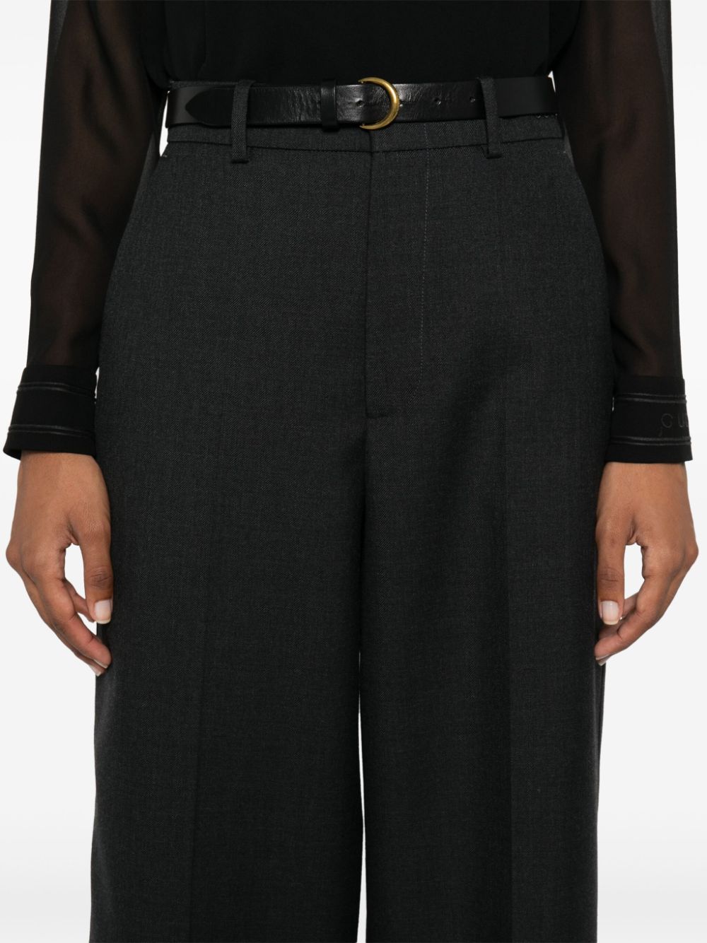 GUCCI High-Waisted Wide Leg Wool Trousers