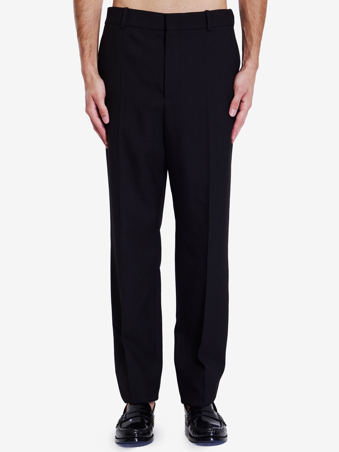 SAINT LAURENT High-Rise Straight-Leg Trousers with Front Pleat - Men's