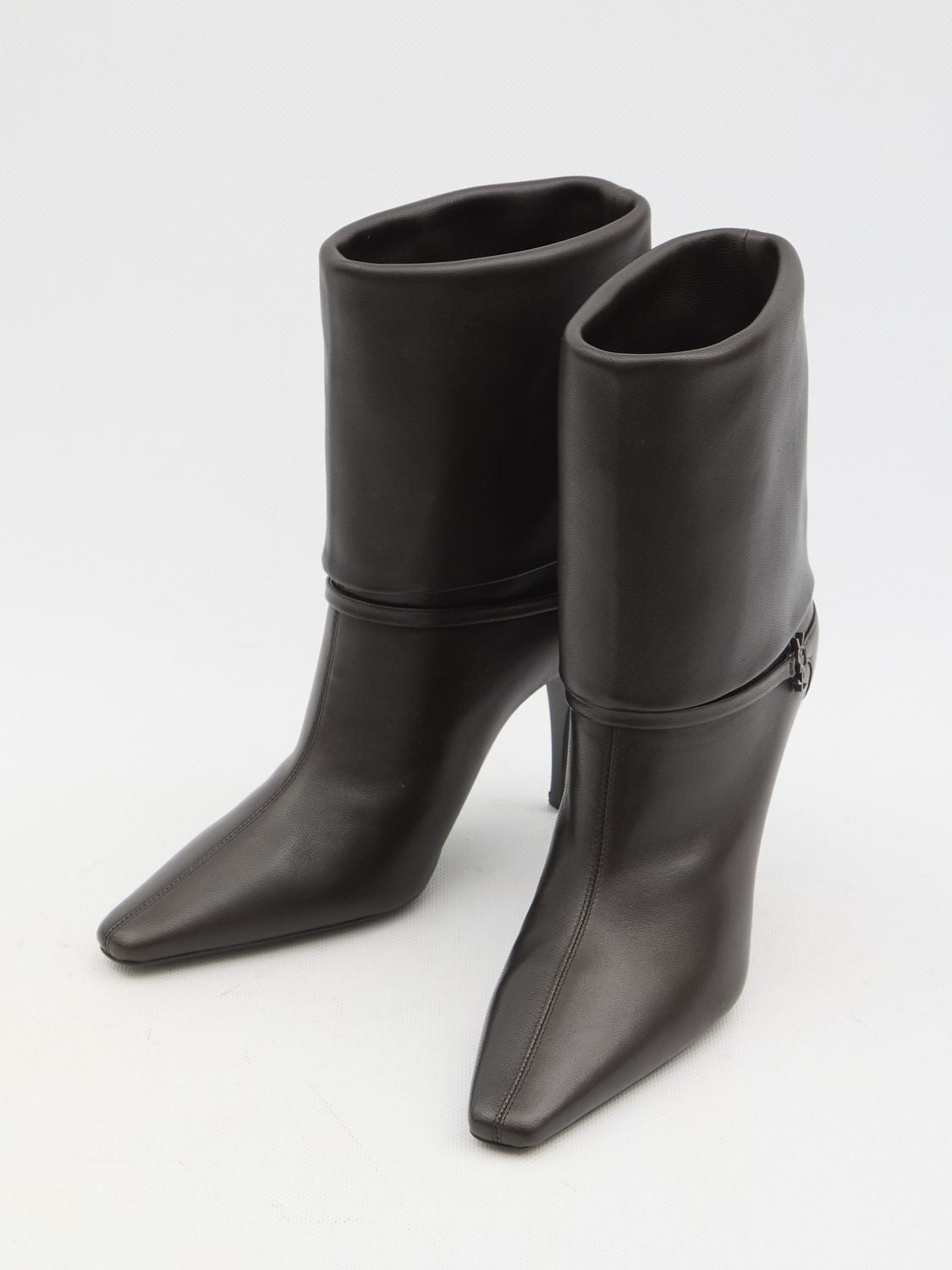 SAINT LAURENT Pointed Toe Stiletto Ankle Boots with Dust Handbag - Heel Height: 9cm