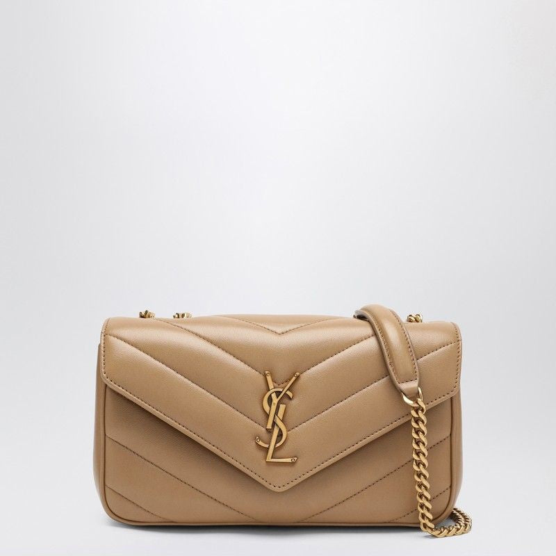 SAINT LAURENT Mini Quilted Lambskin Handbag with Mirror and Pouch