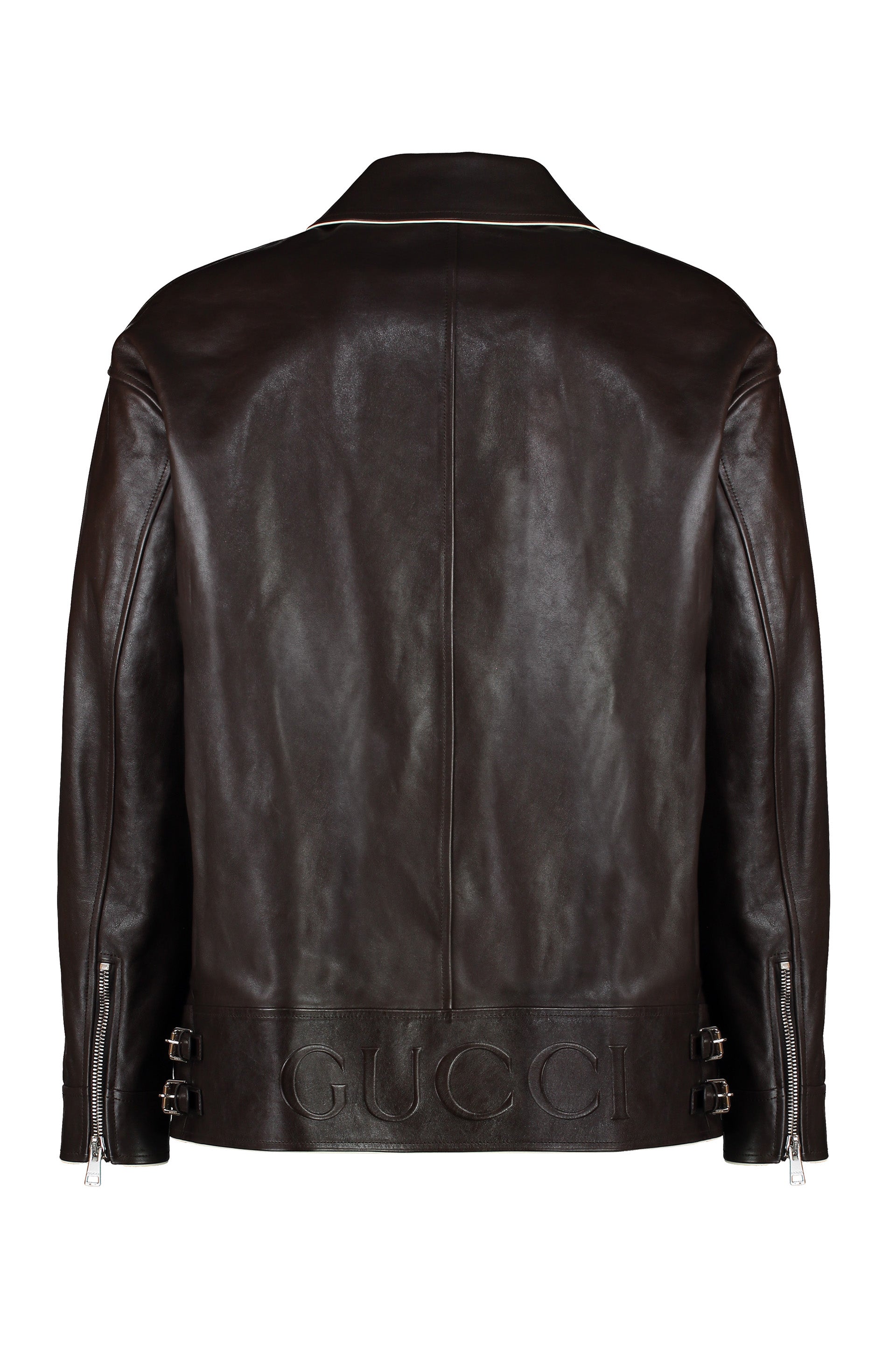 GUCCI Men's Leather Jacket with Contrasting Details