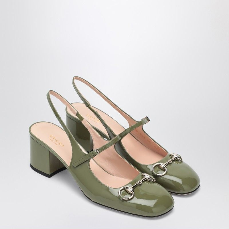 GUCCI Patent Leather Loafer-Style Pumps