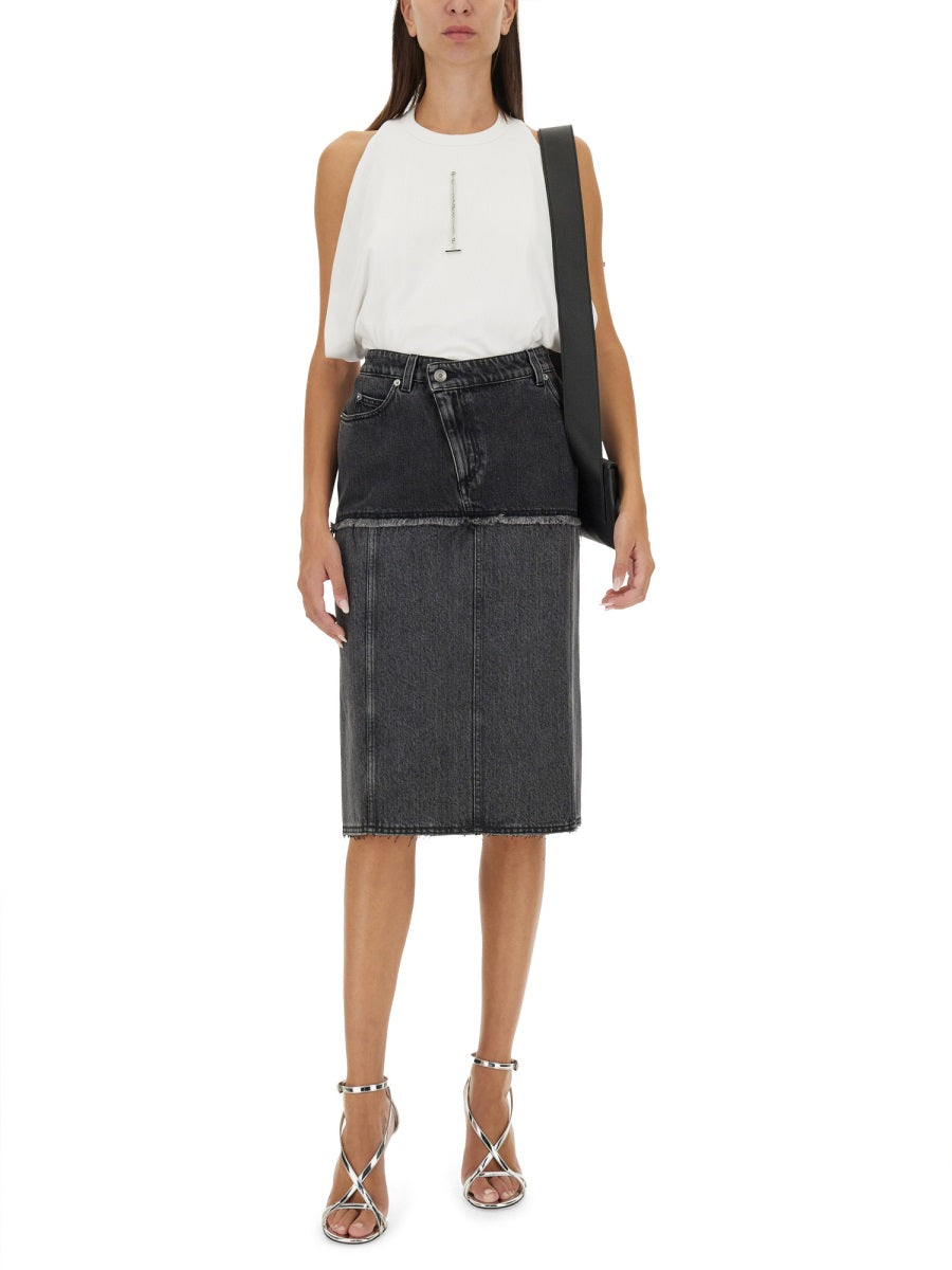 ALEXANDER MCQUEEN Two-Tone Denim Skirt - Regular Fit (Size 40)