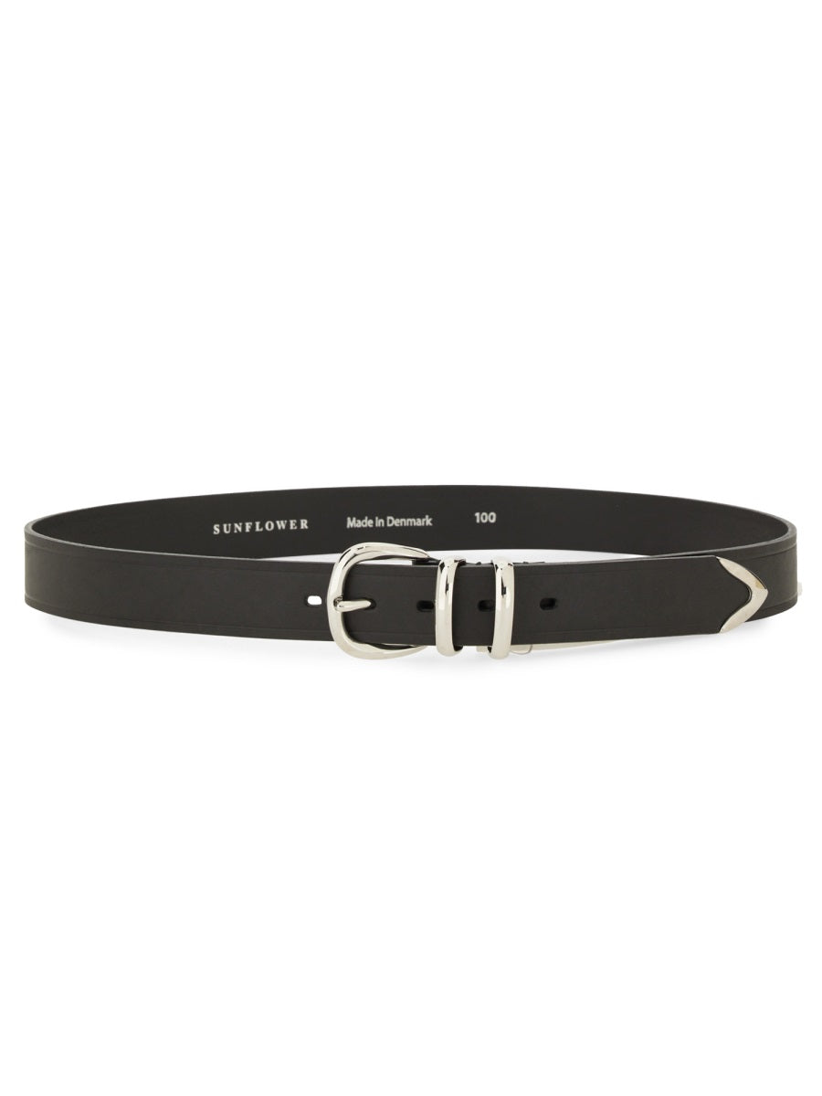 SUNFLOWER Men's 3.5cm Calfskin Belt with Metal Trim