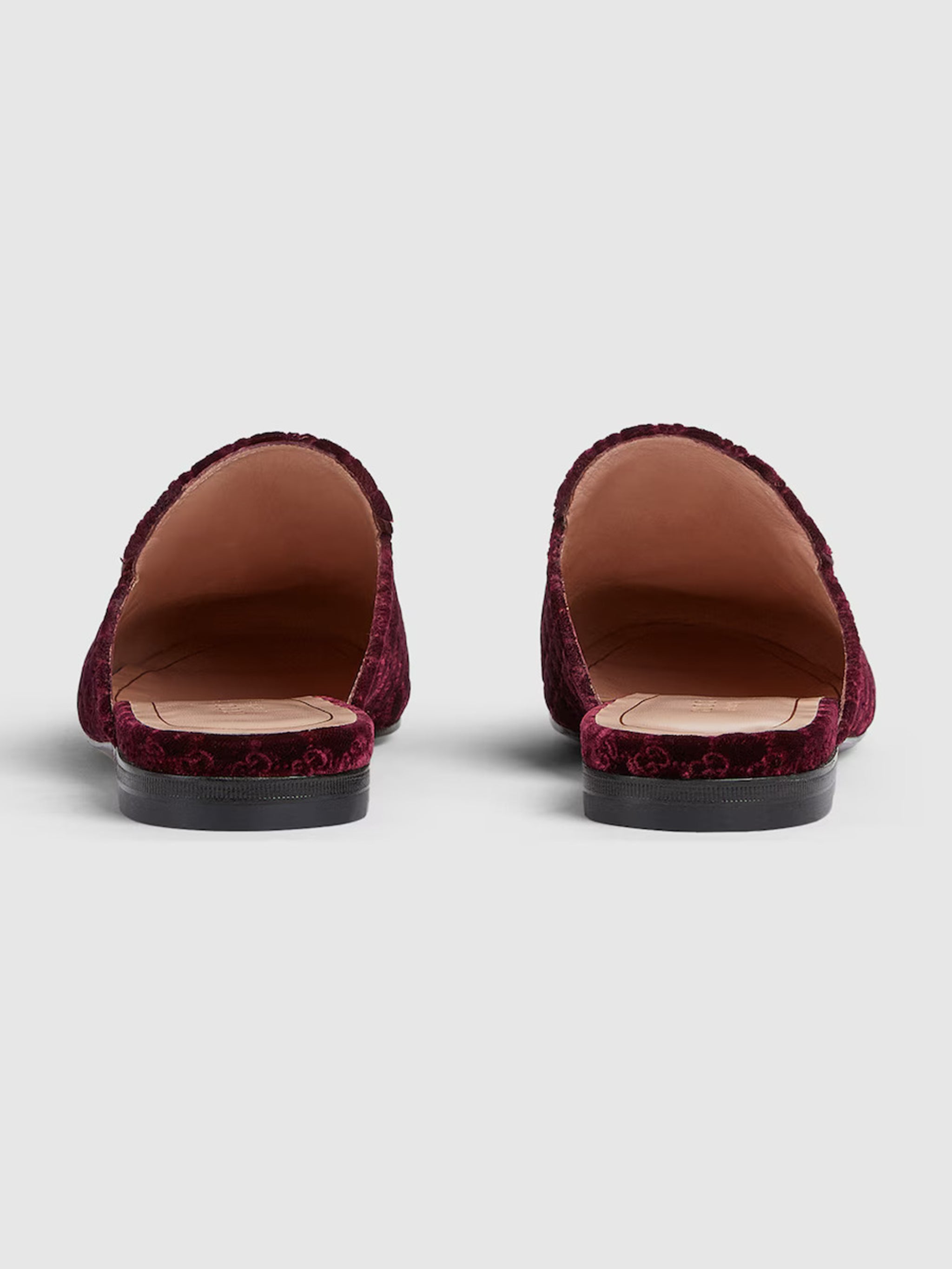 GUCCI Velvet Open Toe Slippers with Horsebit Detail