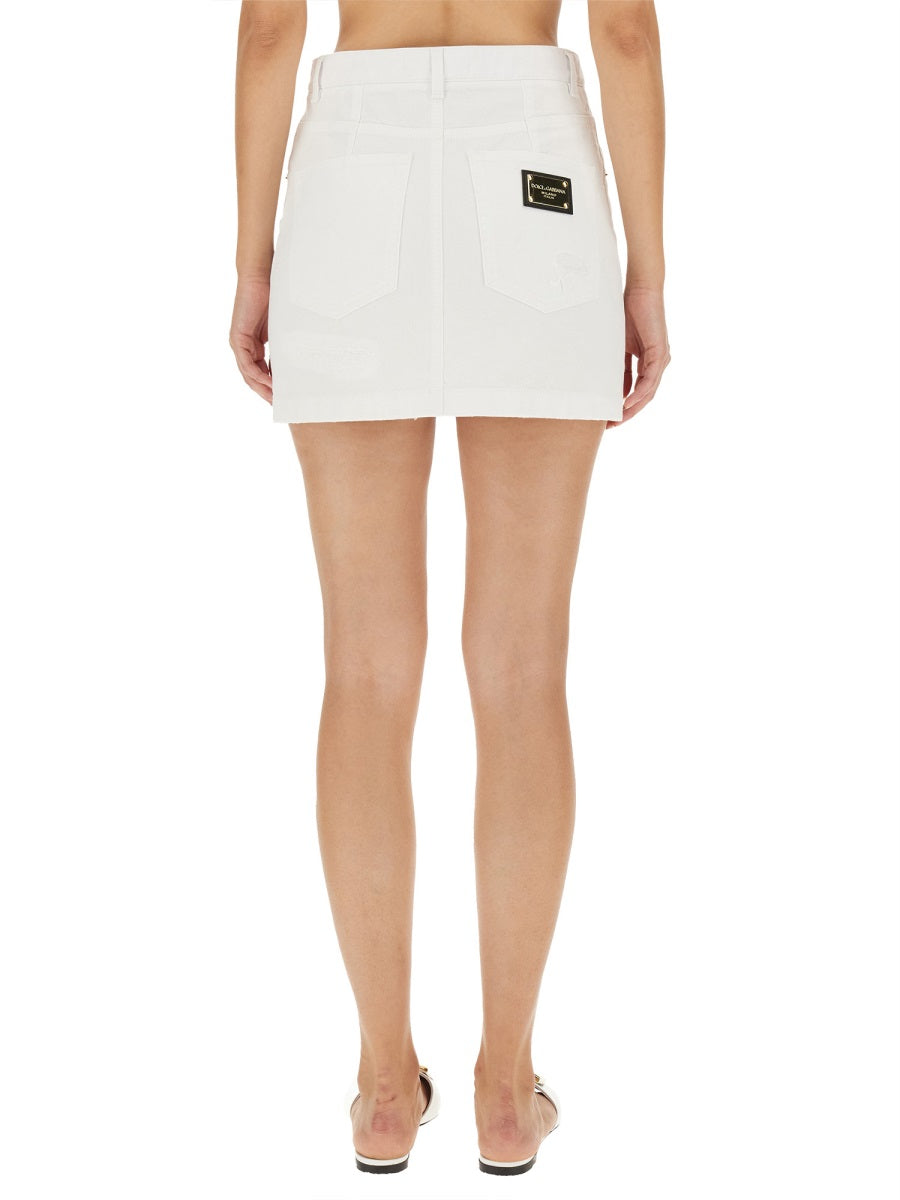 DOLCE & GABBANA Chic Mini Skirt with Button and Zipper Closure