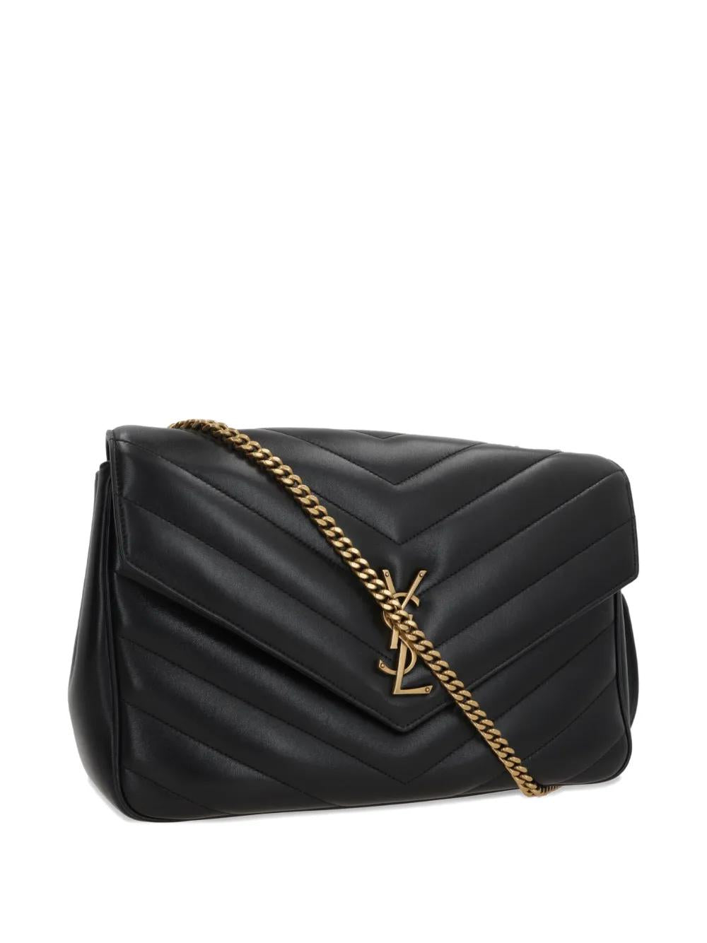 SAINT LAURENT LARGE Quilted Leather Shoulder Handbag