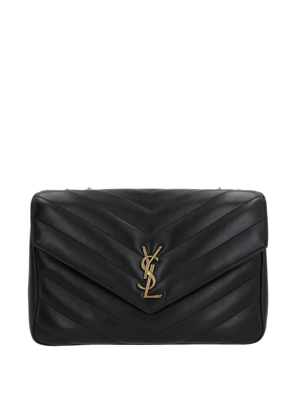 SAINT LAURENT LARGE Quilted Leather Shoulder Handbag