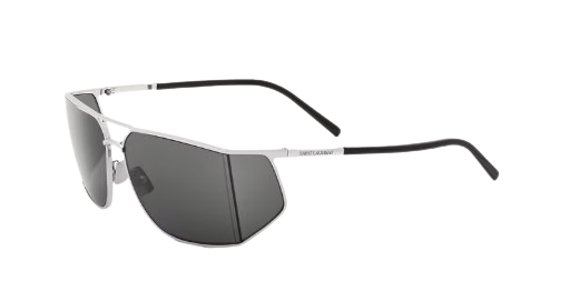 SAINT LAURENT Wraparound Metal Sunglasses with Double Bridge for Men