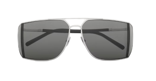 SAINT LAURENT Wraparound Metal Sunglasses with Double Bridge for Men