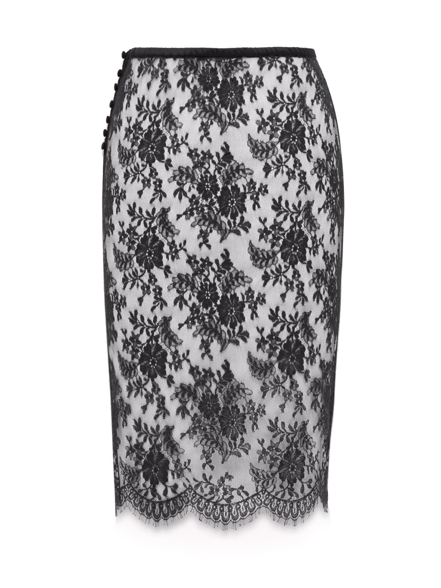 SAINT LAURENT Elegant Lace Wrap Pencil Skirt - Size 38