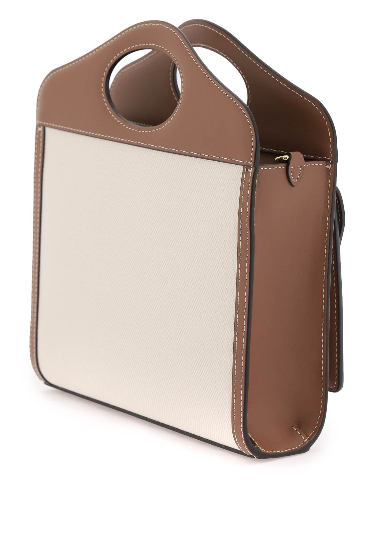 BURBERRY Two-Tone Canvas and Leather Mini Pocket Handbag