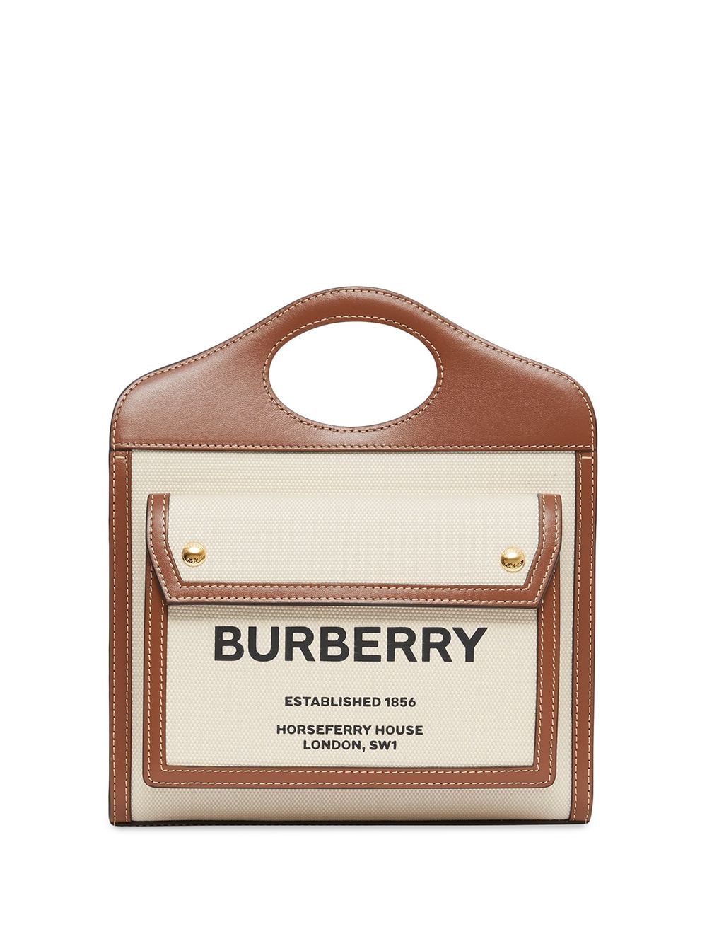 BURBERRY Two-Tone Canvas and Leather Mini Pocket Handbag