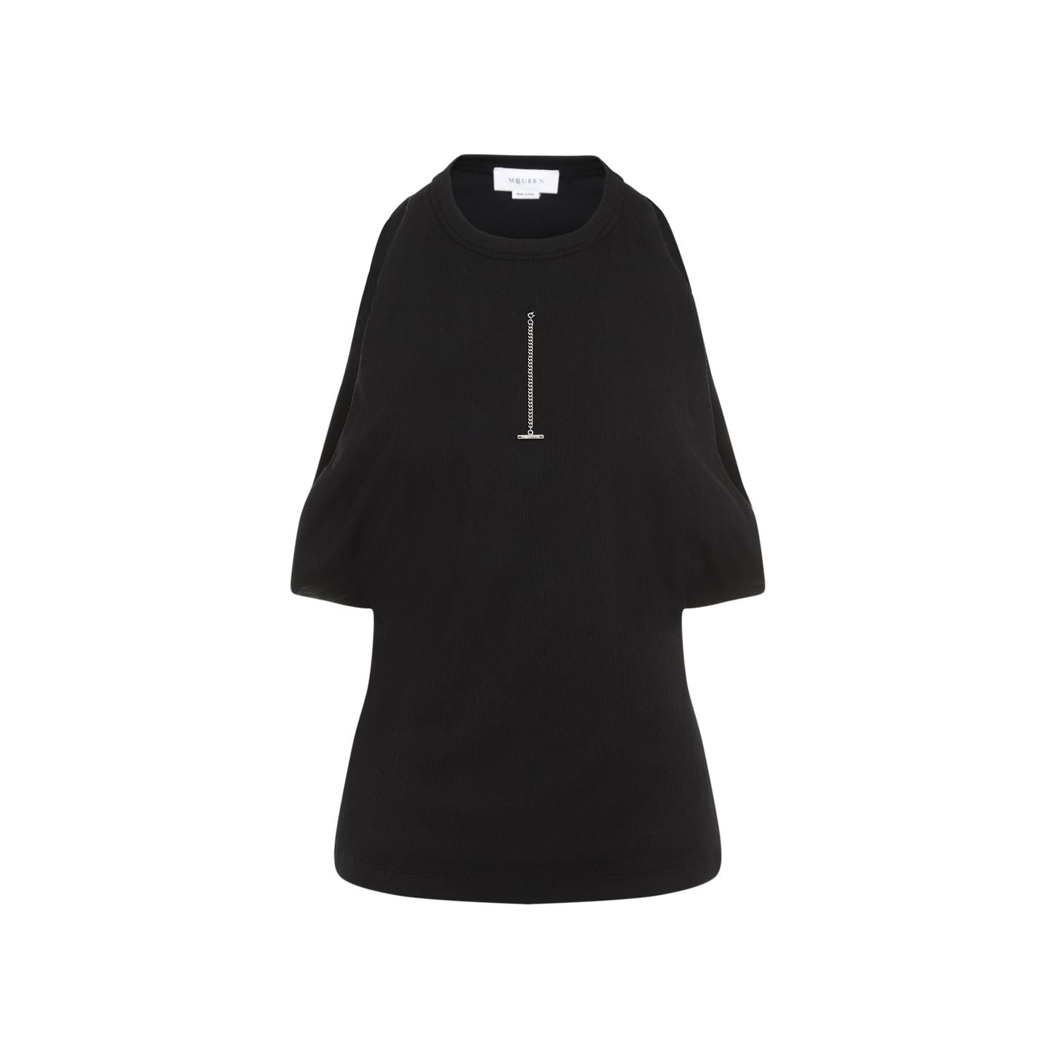 ALEXANDER MCQUEEN Black Stretch Cotton Top for Women
