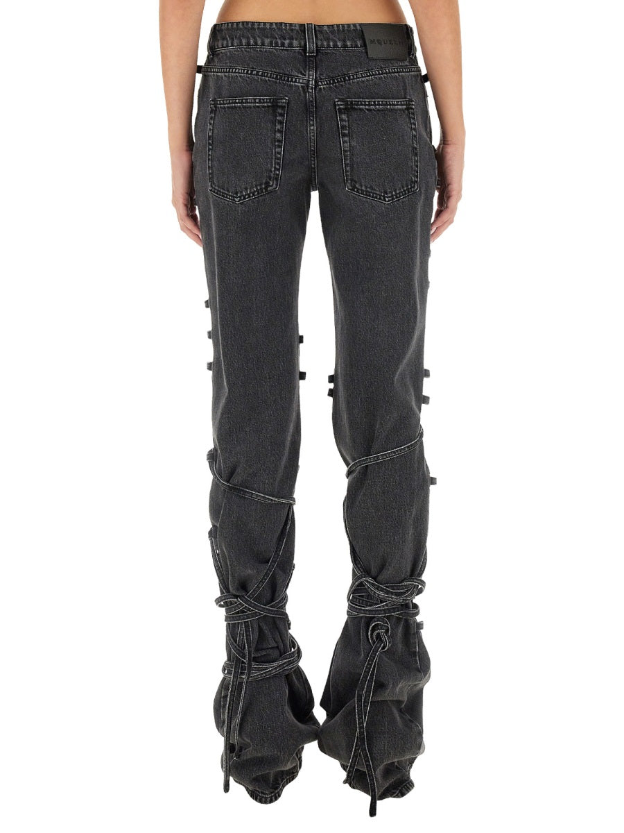 ALEXANDER MCQUEEN Slim Fit Jeans with Knotted Detail - Size 27