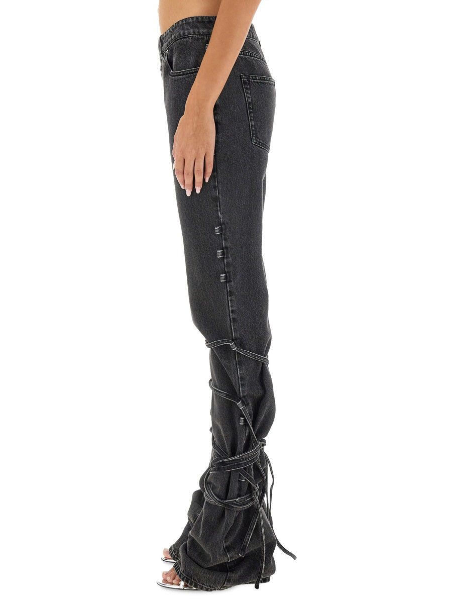 ALEXANDER MCQUEEN Slim Fit Jeans with Knotted Detail - Size 27