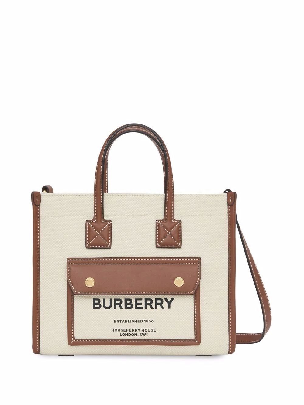BURBERRY Mini Canvas Tote Handbag