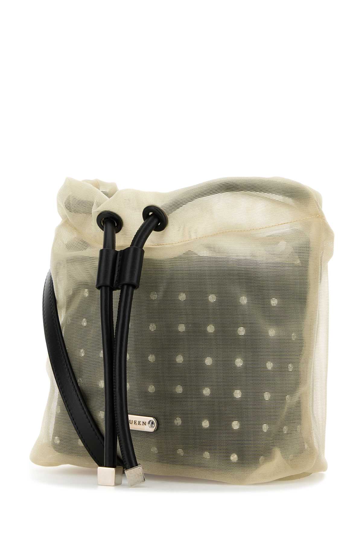 ALEXANDER MCQUEEN Mini Two-Tone Leather and Tulle Nebula Crossbody Handbag