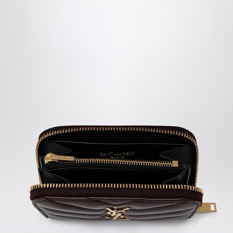 SAINT LAURENT Mini Leather Wallet with Quilted Stitching
