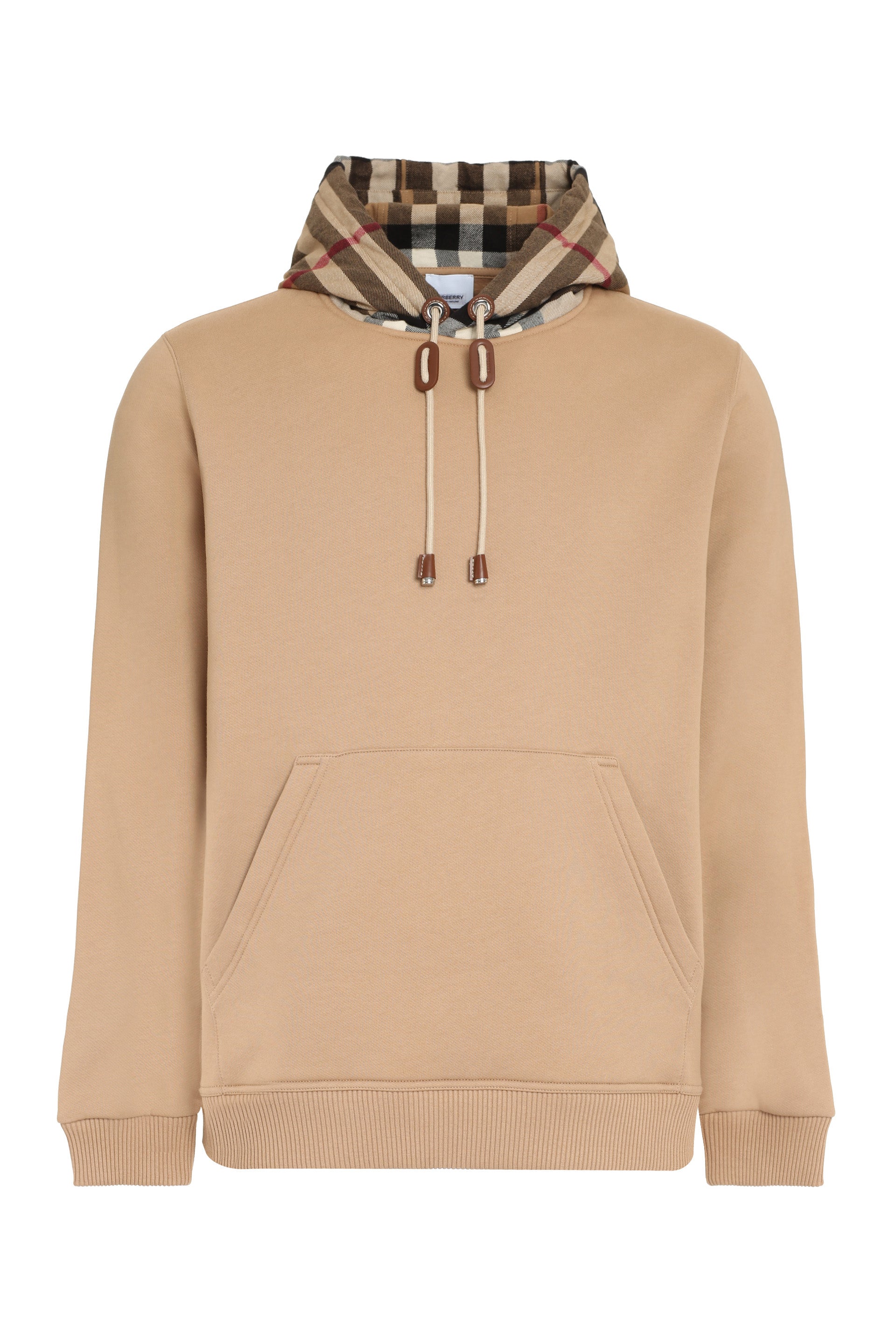 BURBERRY Cotton Hoodie with Checkered Design