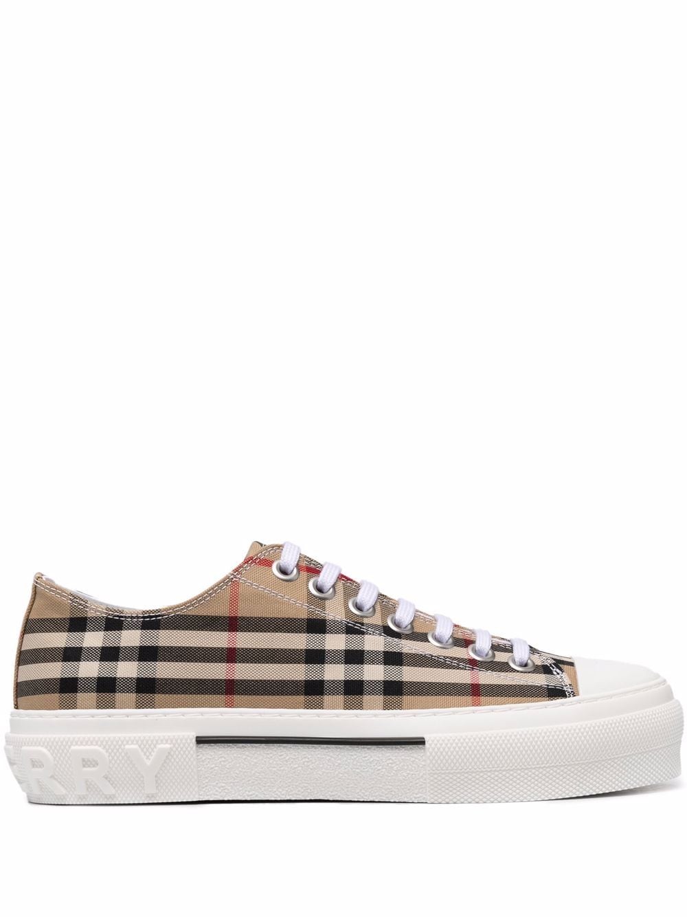 BURBERRY Check Cotton Blend Low-Top Sneakers