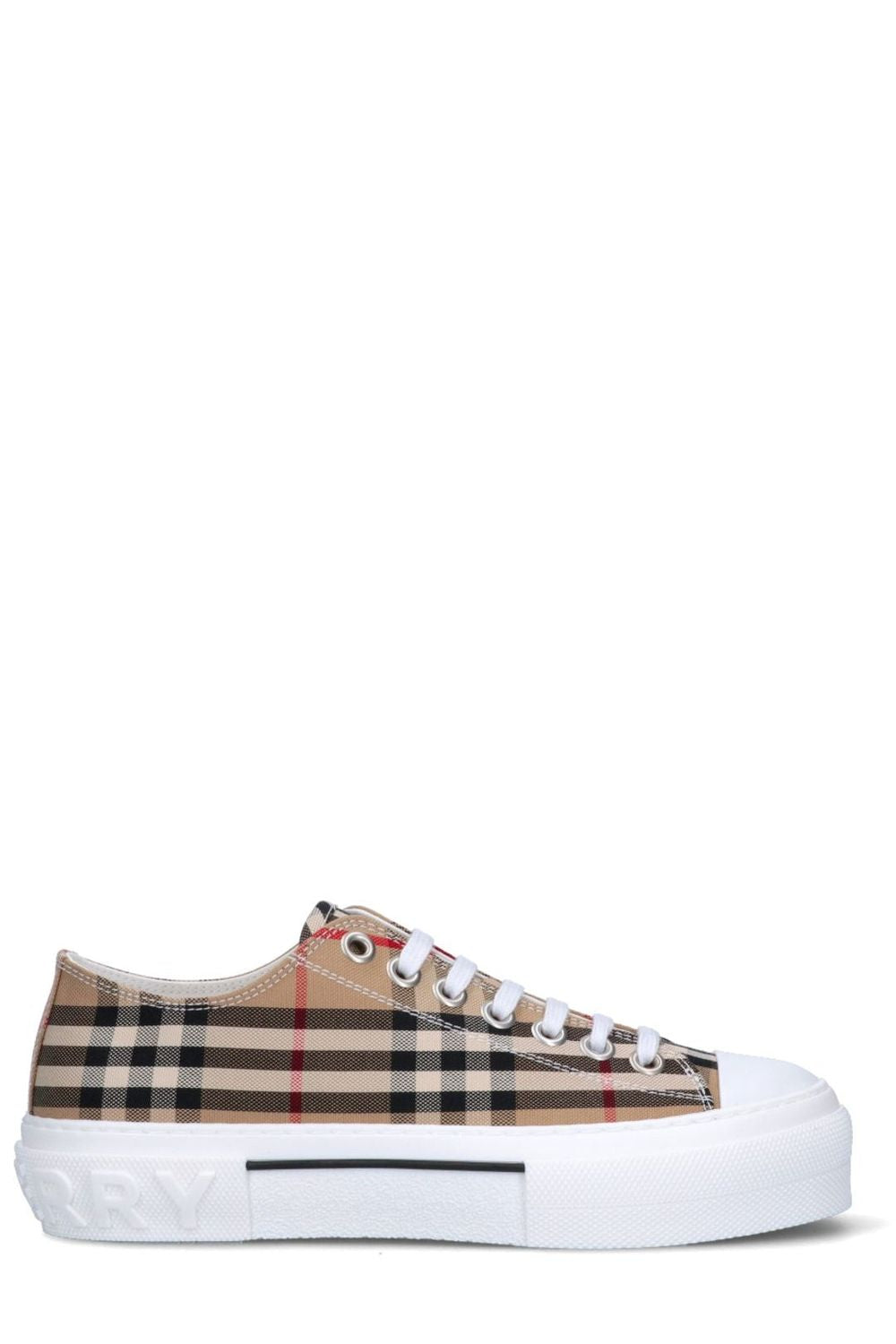 BURBERRY Check Cotton Blend Low-Top Sneakers