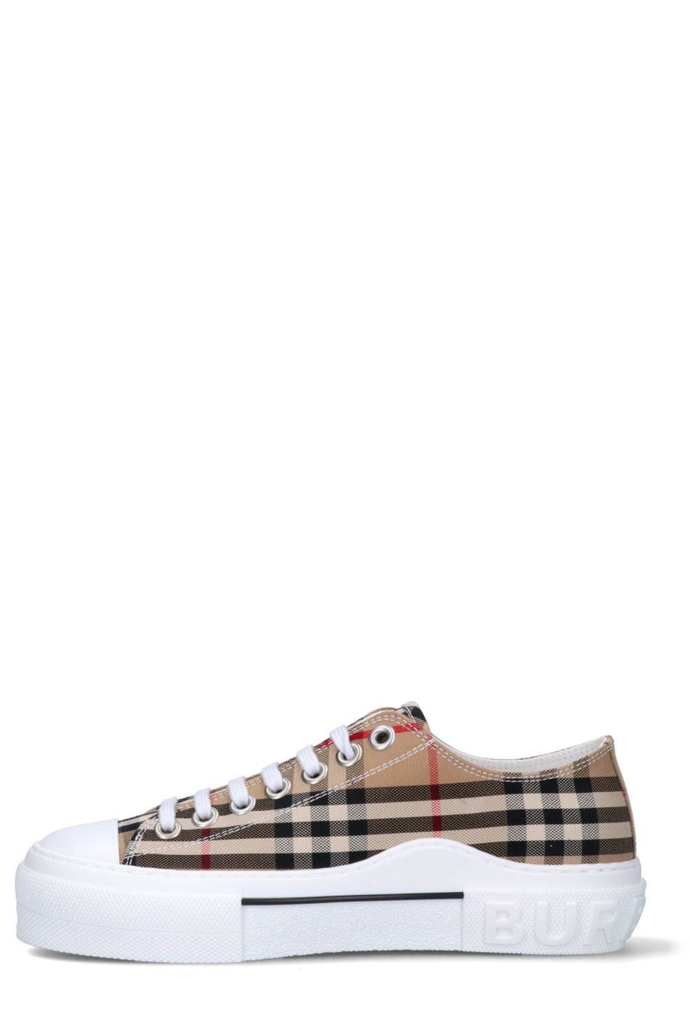 BURBERRY Check Cotton Blend Low-Top Sneakers