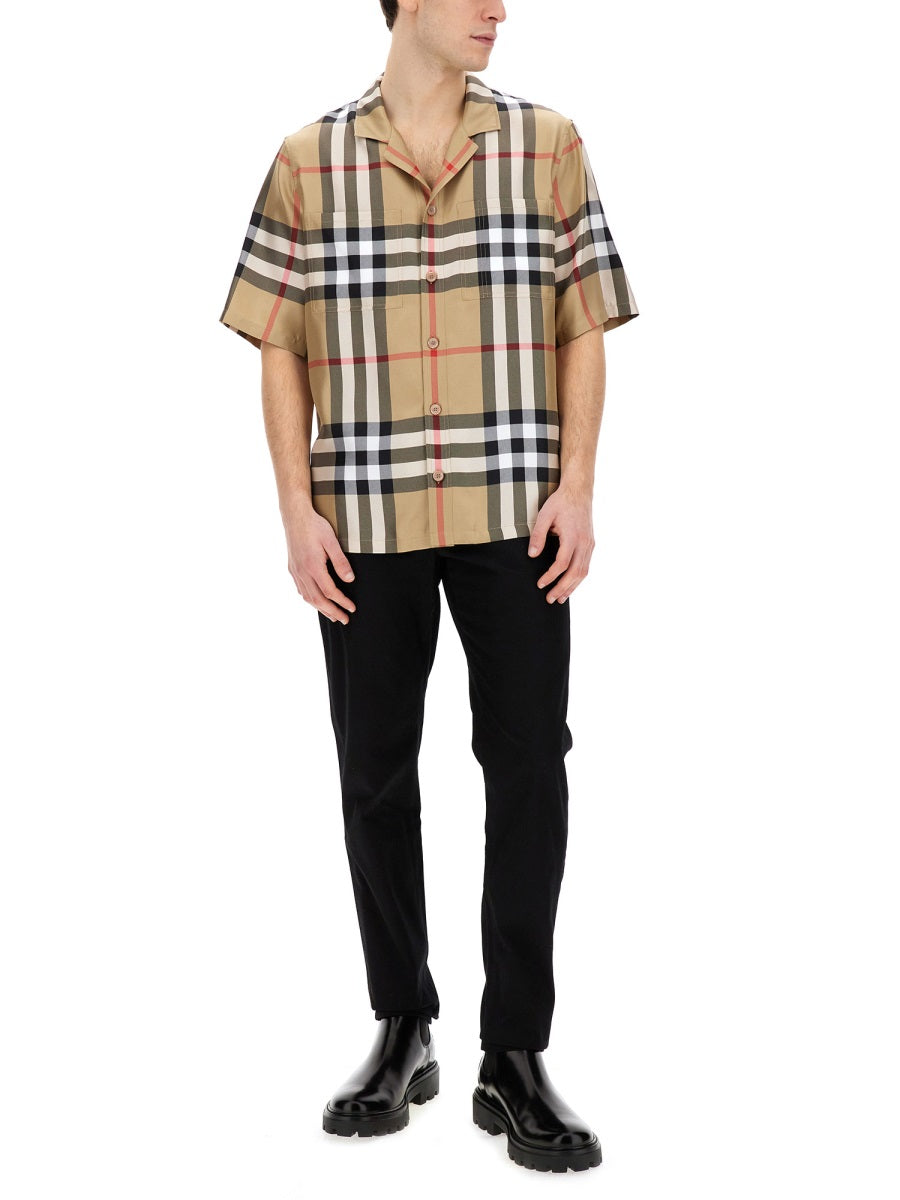 BURBERRY Embroidered Silk Shirt for Men - SS25 Collection