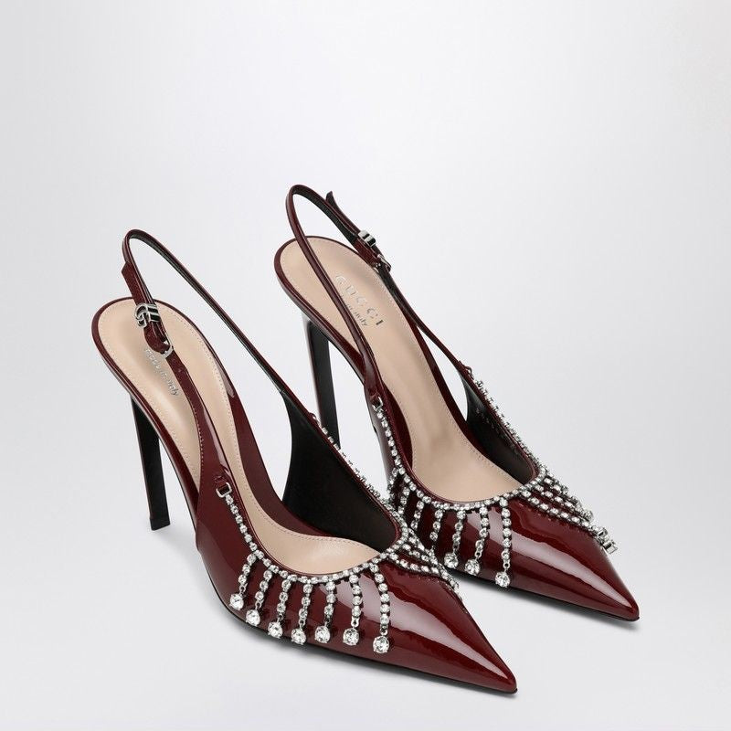 GUCCI Patent Leather Pump with Crystal Chain