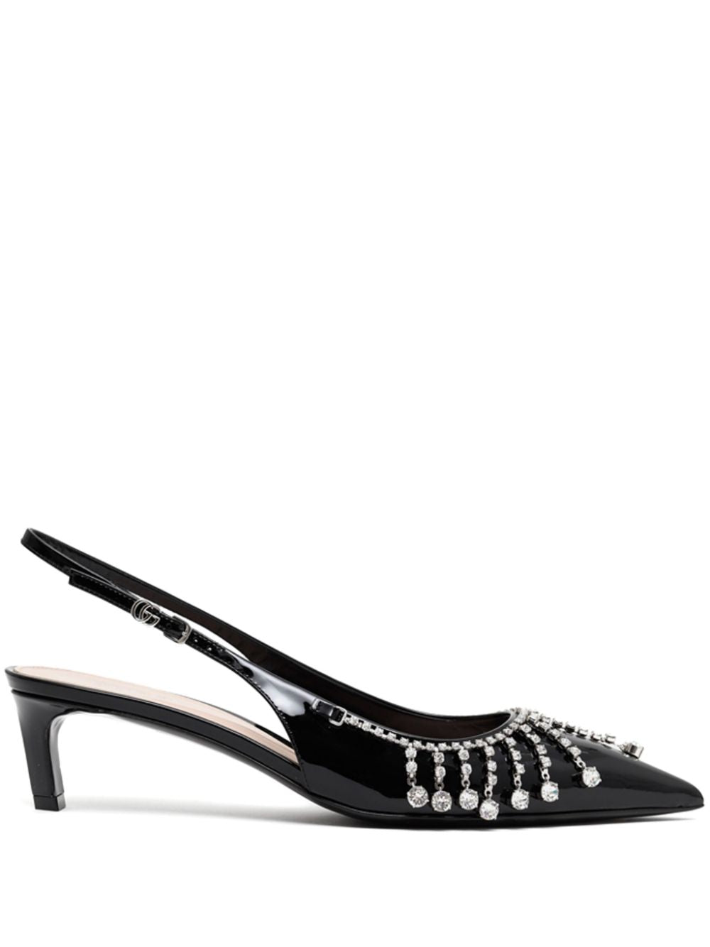 GUCCI Crystal Embellished Pointed Toe Pumps with Slingback Strap