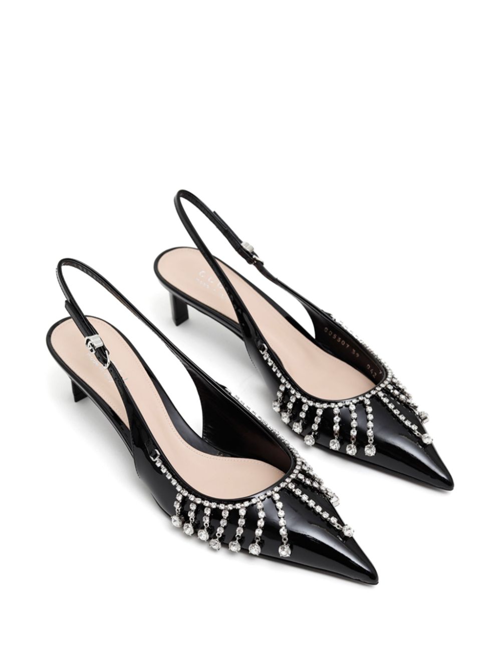 GUCCI Crystal Embellished Pointed Toe Pumps with Slingback Strap