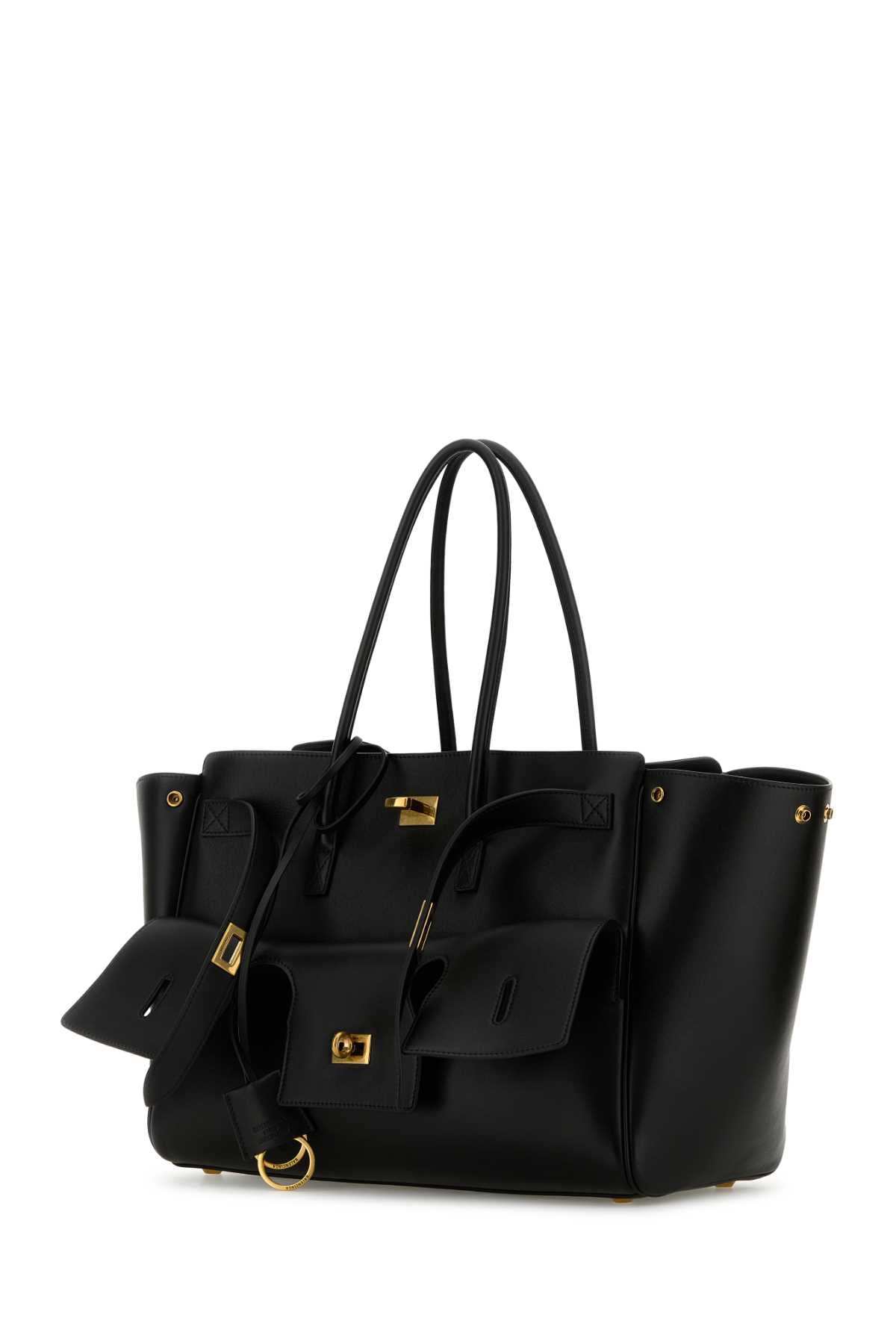 BALENCIAGA Carry All Bel Air Media Leather Handbag - 25.9 cm x 28.9 cm x 16 cm