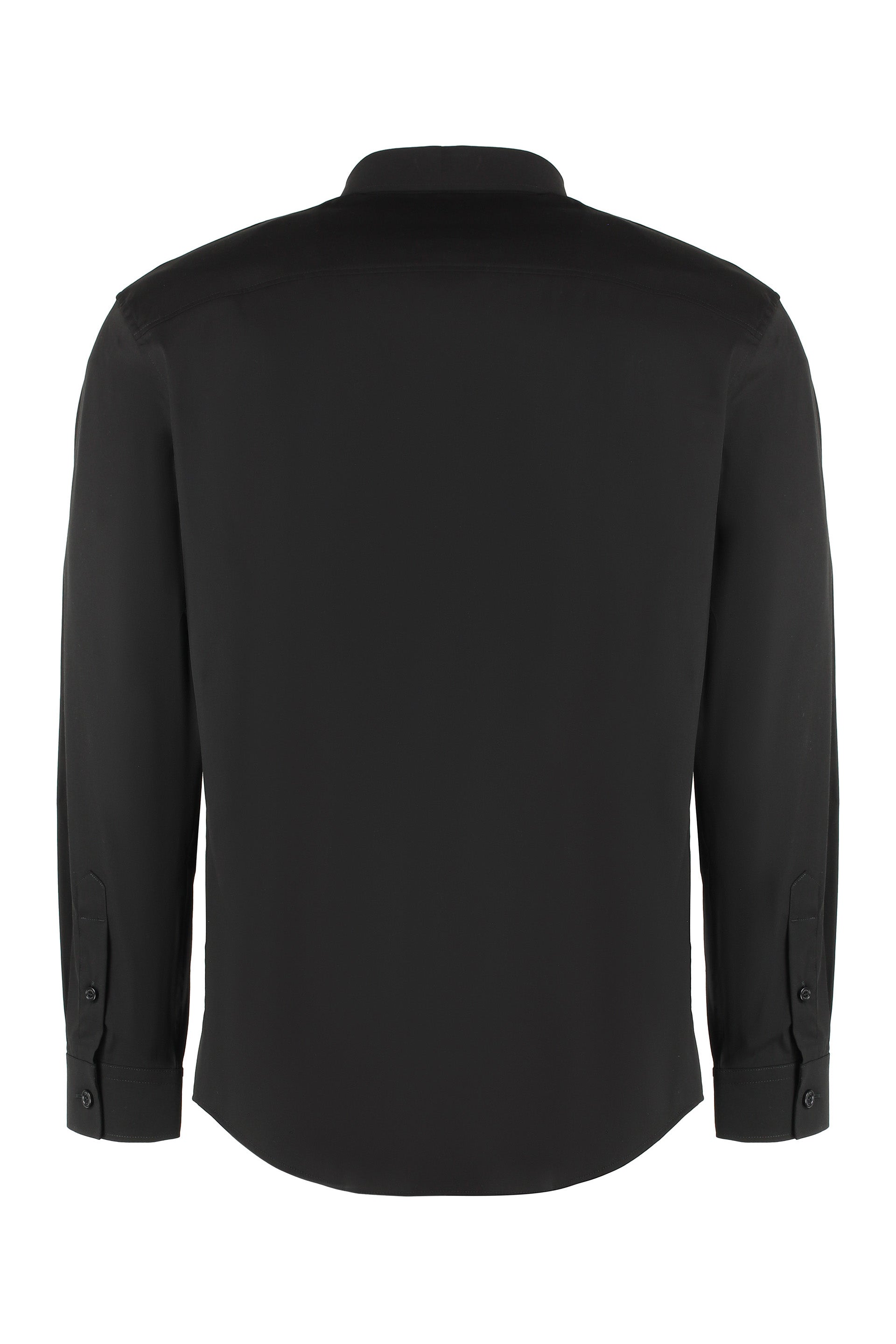 BURBERRY Stretch Cotton Shirt with Front Pocket and Rounded Hem