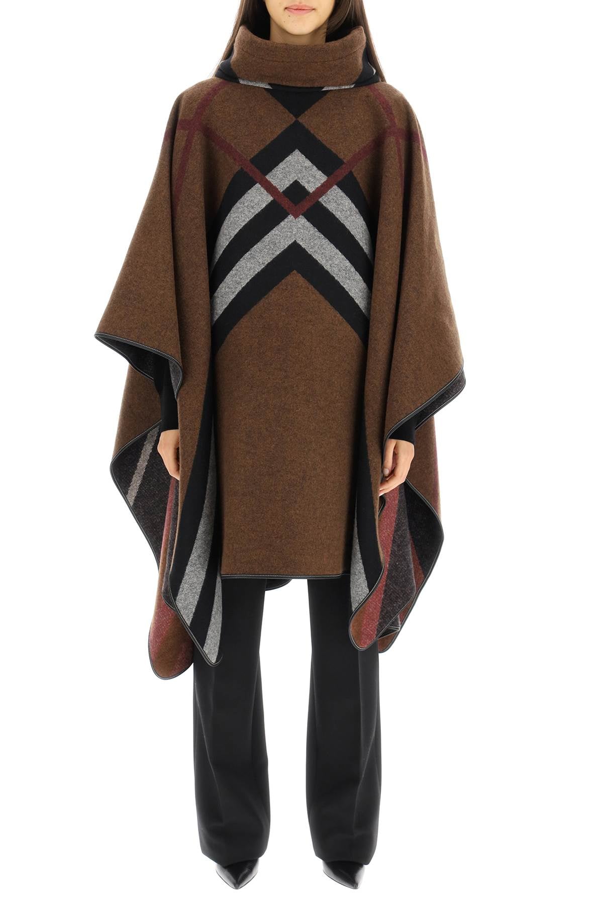 BURBERRY Chevron Check Poncho - One Size