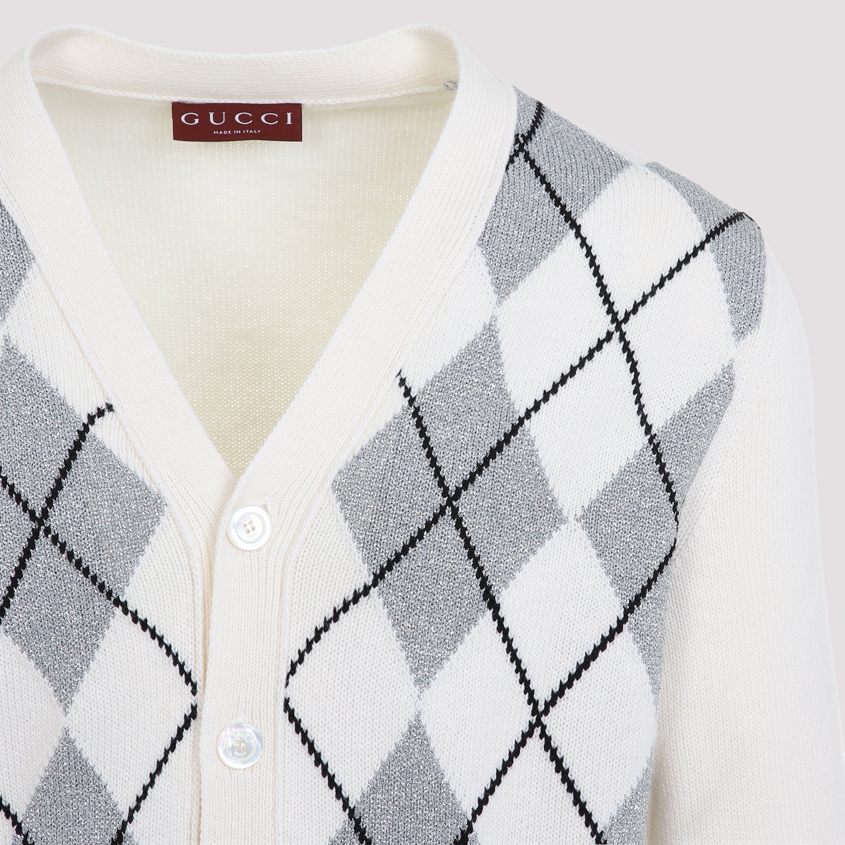GUCCI Argyle Lurex Cardigan for Men