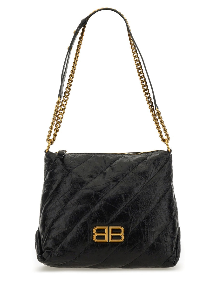 BALENCIAGA Crushed Zipped Hobo Handbag