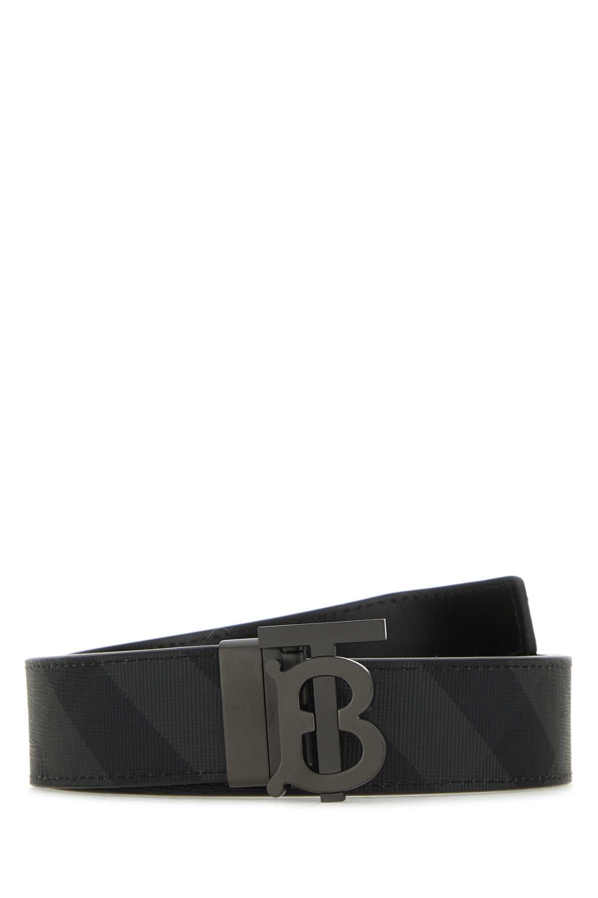 BURBERRY Reversible Check and Leather TB Belt - 3.5 cm