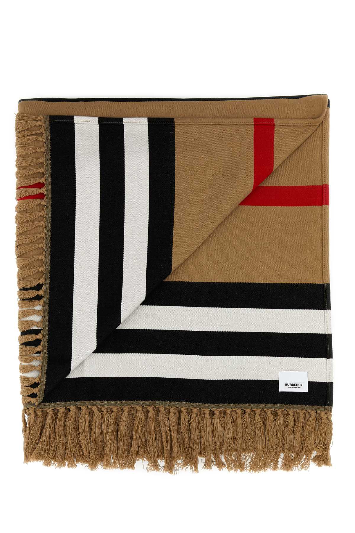 BURBERRY Embroidered Cotton Blanket Scarf