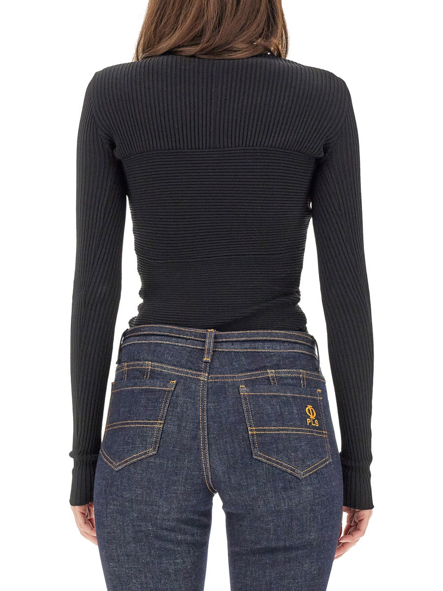 PHILOSOPHY DI LORENZO SERAFINI Mesh Sweater with Cut-Out Details - FW23 Edition