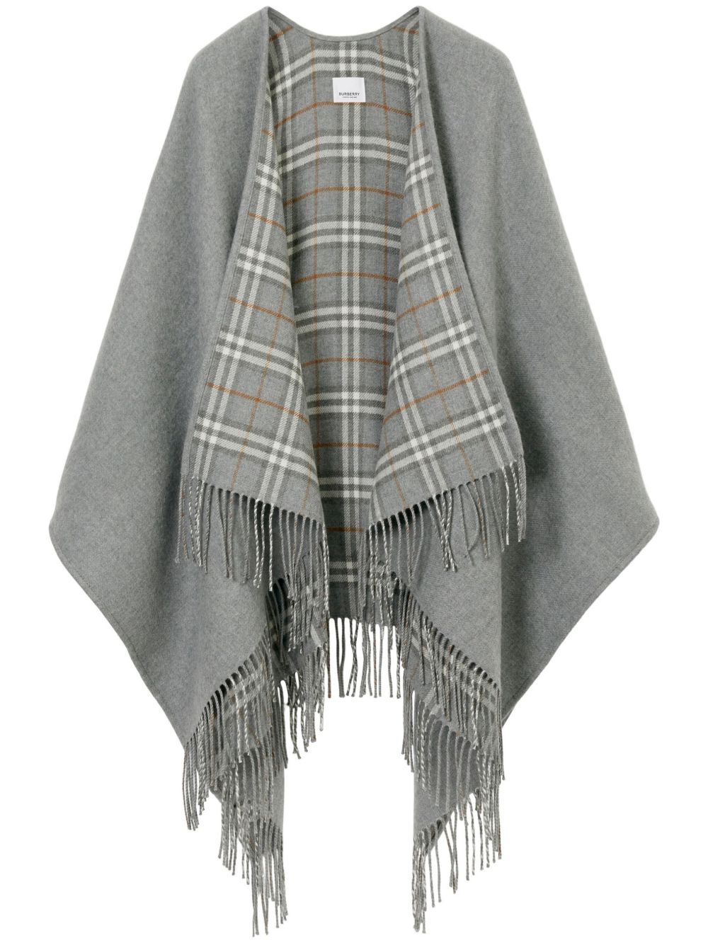 BURBERRY Reversible Wool Cape with Fringed Edges for Women