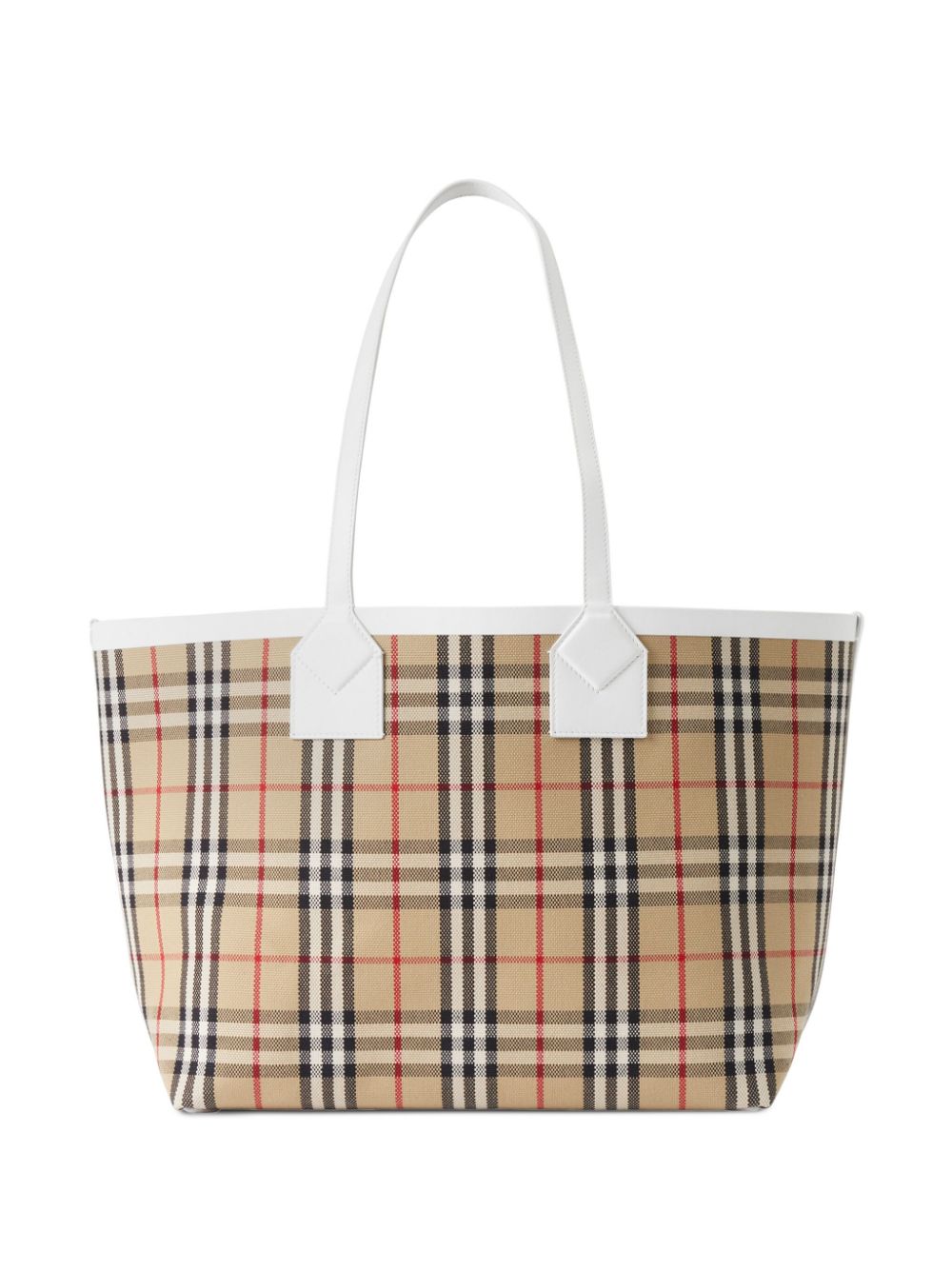BURBERRY Checked Embroidered Canvas Shopping Handbag