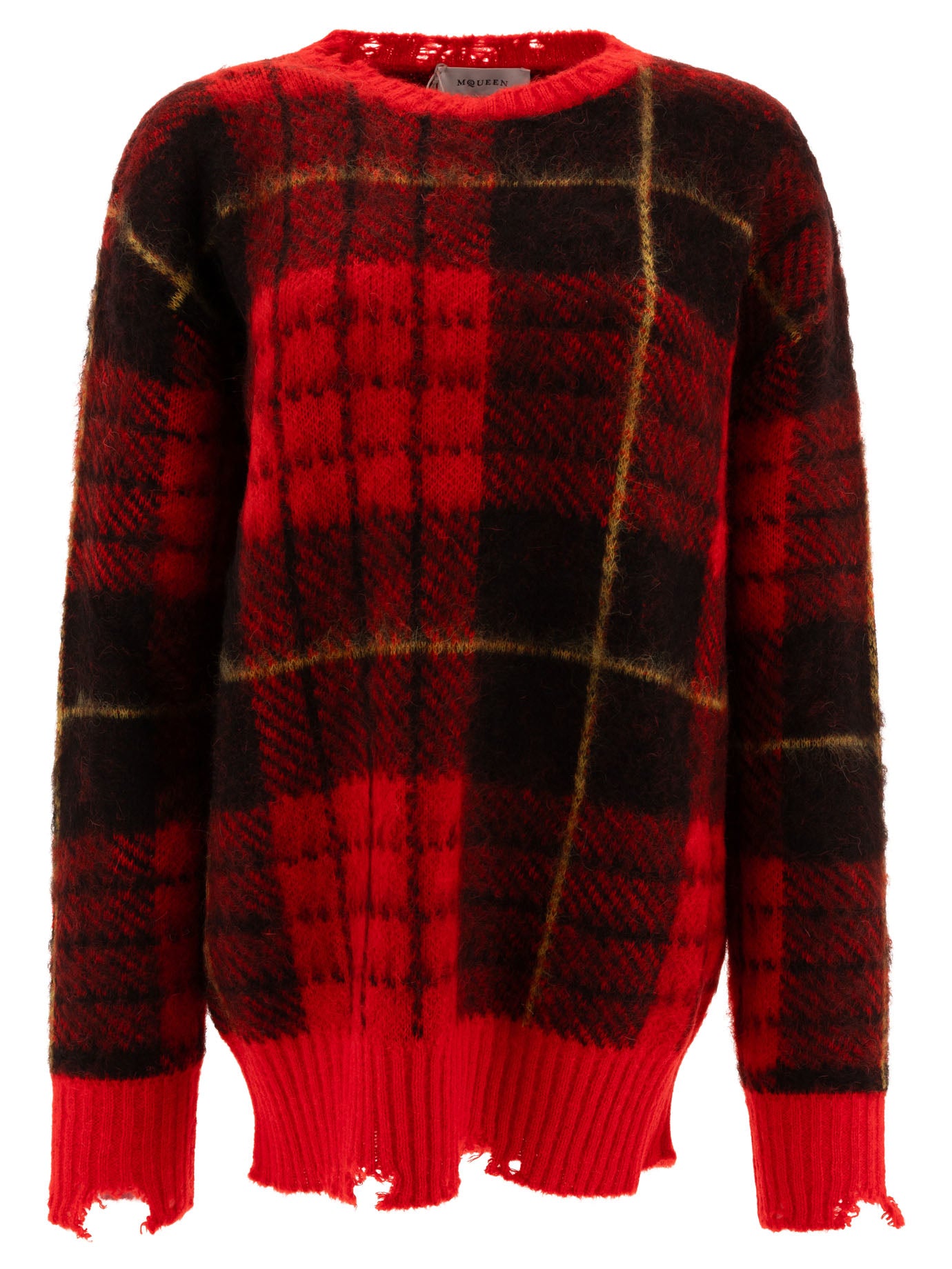 ALEXANDER MCQUEEN Oversized Tartan Distressed Sweater