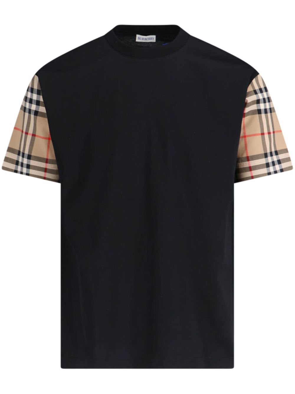 BURBERRY Check Sleeve Cotton T-Shirt - Loose Fit