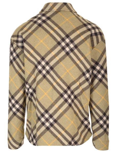 BURBERRY Checkered Design Long Sleeve Cotton Twill Shirt
