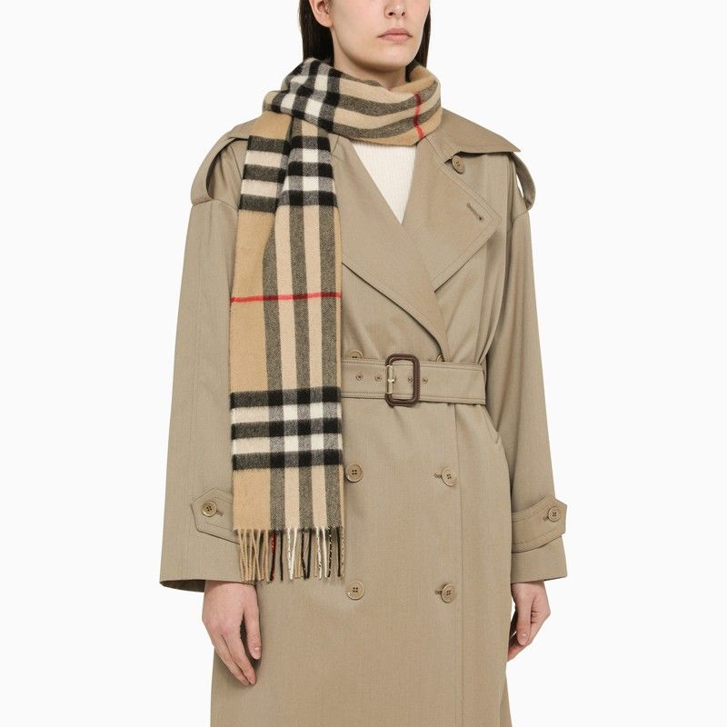 BURBERRY Cashmere Scarf with Check Motif