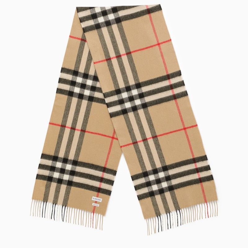 BURBERRY Cashmere Scarf with Check Motif