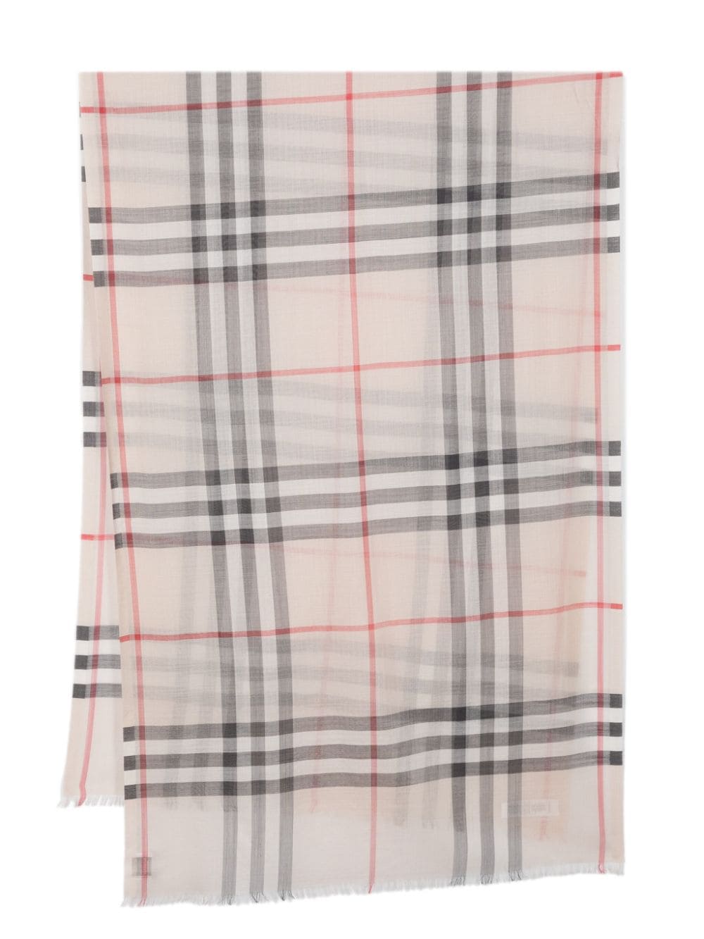 BURBERRY Embroidered Wool Blend Foulard Scarf - Checked Design