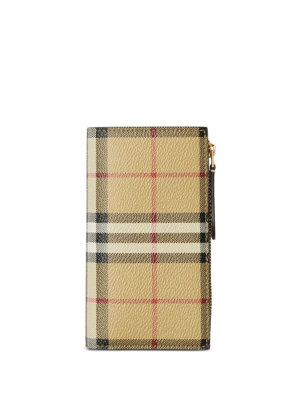 BURBERRY Checkered Design Leather Cardholder