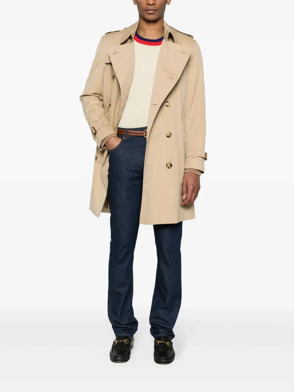 BURBERRY Double Breasted Cotton Trench Jacket - Men's