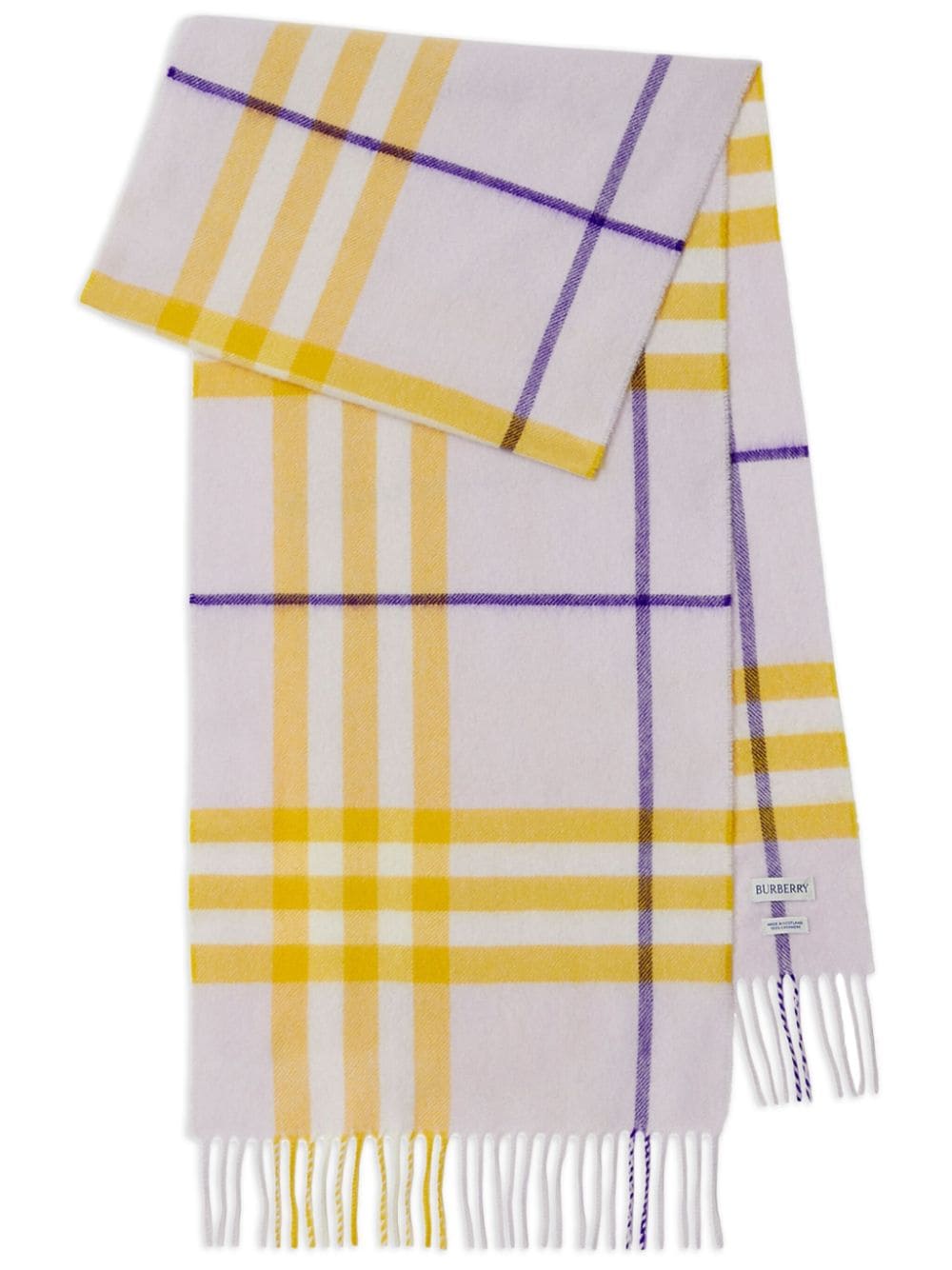 BURBERRY Checkered Design Fringed-Edge Cashmere Scarf